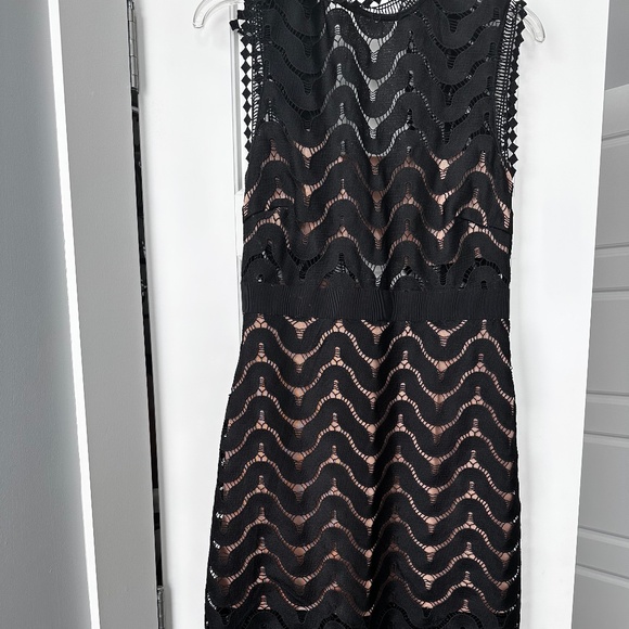 Self Portrait lace black and nude lace midi dress - Picture 2 of 9